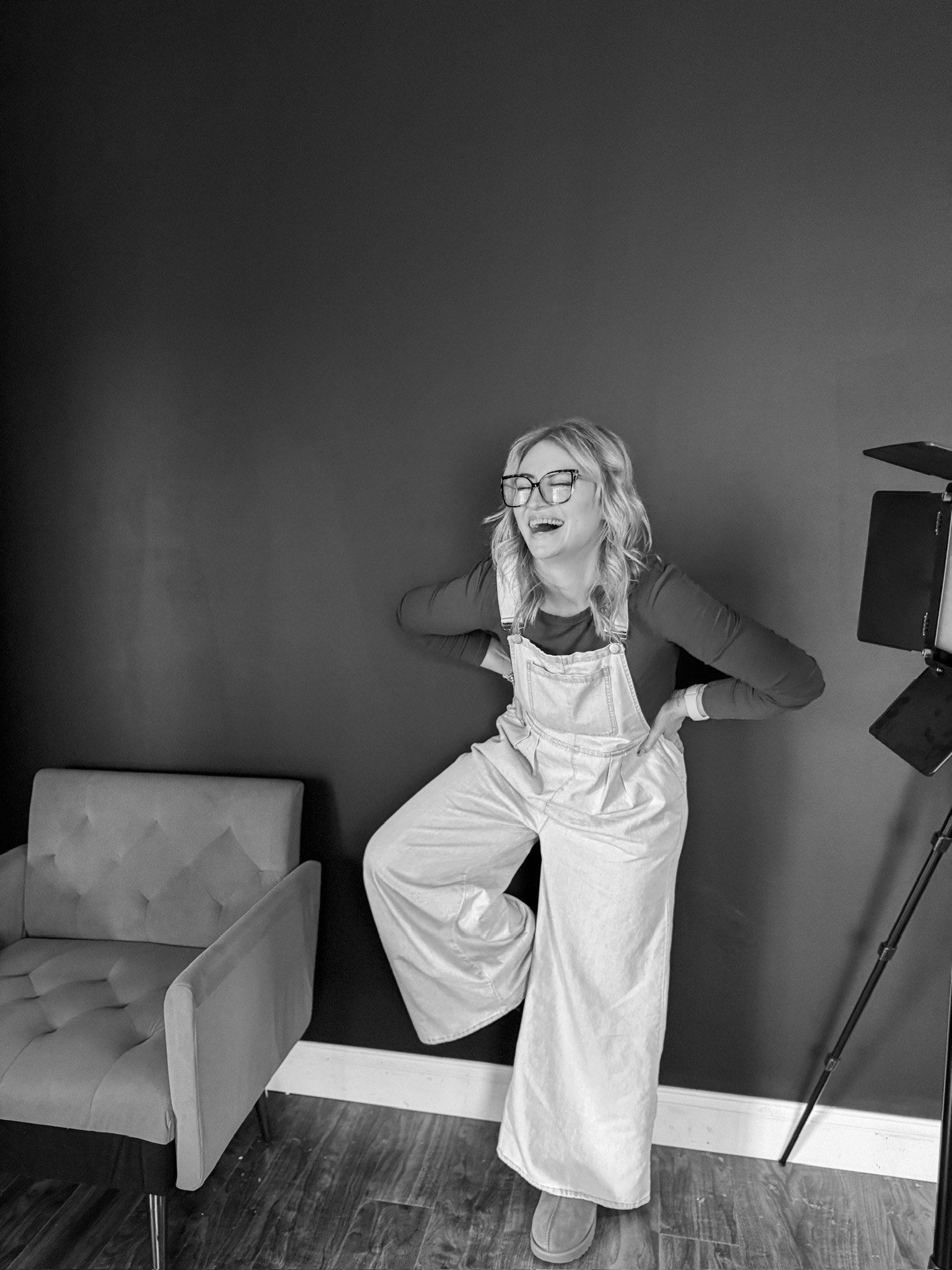 Morgan Allen on a photoshoot set